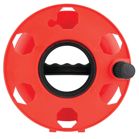 Front view of Heavy Duty 11 Inch Cord Reel With 150 Foot Capacity For Extension Cords, Rugged Orange Reel With Impact Resistant Housing