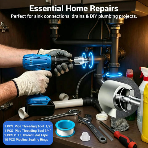 PVC Pipe Threader Kit For One Half And Three Quarter Inch Pipes With Internal And External Threading DIY Home Plumbing Sidekick