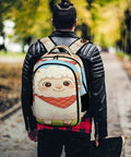Person wearing Smiling Sheep Wearing A Scarf Printed Unisex Backpack With Large Capacity For Daily Use Durable Polyester Build