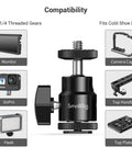 Compatibility chart for 1/4 Inch Camera Hot Shoe Mount With Ball Head And Extra 1/4 Inch Screw, dual pack for monitors and accessories