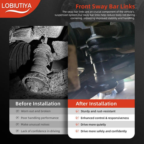 Front Sway Bar Kit 33mm 927-100 Heavy Duty Suspension Stabilizer Bar With Link Kit Fits Chevy Buick Pontiac Impala Limited Grand Prix Monte Carlo Venture Montana Century, before and after install