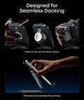 Prime 3 In 1 Wireless Charging Station with AirCool Tech showing watch stand and foldable phone dock features.
