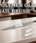 Dual Ended Hard Gel Nail Brush For Builder Gel And Polygel on table with rhinestone handle, showing fine liner and oval brush ends