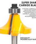Close-up of carbide blade from Pro DIY Woodworking Router Bit Set With Quarter Inch Shank 35 Piece Set For Edge Routing