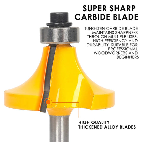 Close-up of carbide blade from Pro DIY Woodworking Router Bit Set With Quarter Inch Shank 35 Piece Set For Edge Routing