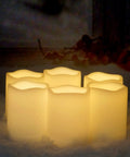 Waterproof Outdoor LED Flameless Candles With Remote And Timer, Battery Powered Pillar Lights In White Plastic, 3x4 Inches, 6 Pack