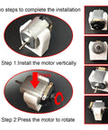 18 Piece 3V DC Motor Kit For STEM Projects And Toys With 24000 RPM Gear Train 252 Plastic Gears Includes 2 AA Battery Holder And Wires, showing motor installation steps