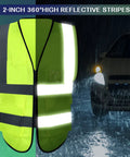 15 Pack Reflective Safety Vests With Pockets And Zipper For Work, High Visibility Vests For Men And Women, 360 Degree Reflective Strips
