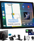 Ultra Slim 11 Inch Wireless CarPlay Screen for Cars with Android Auto, 4K Dash Cam, GPS navigation display.