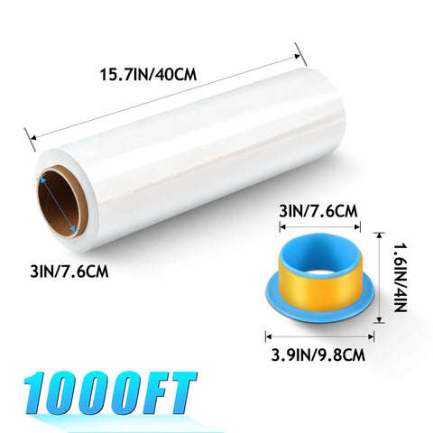 Rock Solid Heavy Duty Stretch Wrap Roll 15 X 1000 Ft Clear Industrial Grade Shrink Film For Pallet Wrap Shipping And Moving Secures Oversized Loads With Zero Sweat, showcasing dimensions and detail.