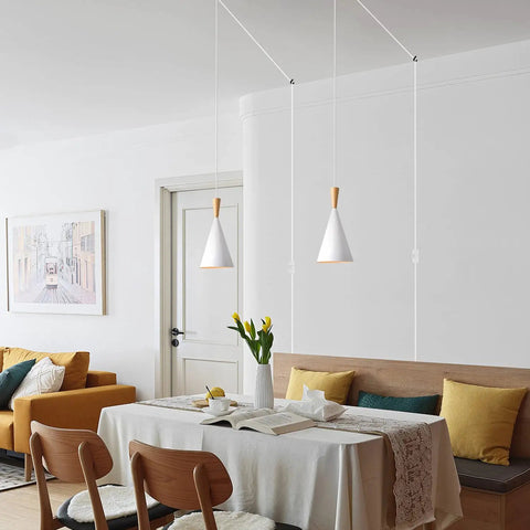 White Plug In Pendant Light Dope Cone Farmhouse Style For Kitchen Island Bar Ceiling Fixture Industrial Pendant Lamp