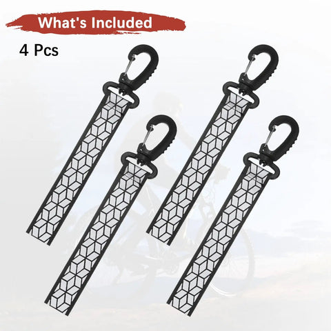 Double Sided Reflective Safety Keychain 4 Pack With Plastic Buckle For Backpack Running Cycling Hiking Black Reflective Tags