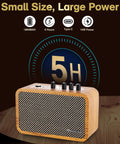 10W Mini Guitar Amp With Clean And Drive Channels, wooden finish, USB-C rechargeable, power icons displayed above