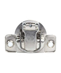 Front view of a metal hinge from the 50 Pack Cabinet Hinges With Soft Close, 108 Degree Opening, 1 Inch Overlay, Screw On, Compact Design