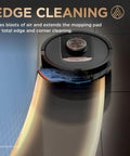 Robot Vacuum And Mop Combo With PowerDetect NeverTouch Pro cleaning edge of floor with mopping pad extended