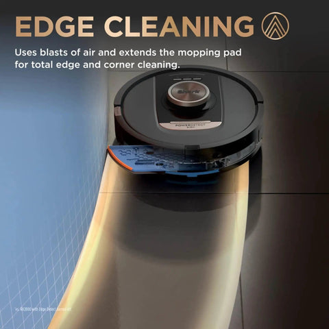 Robot Vacuum And Mop Combo With PowerDetect NeverTouch Pro cleaning edge of floor with mopping pad extended