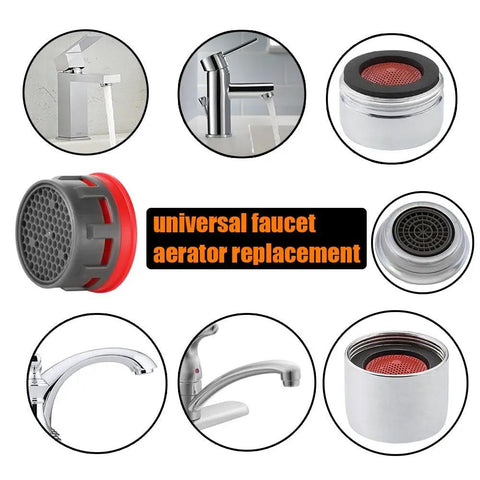Standard Size Bathroom Faucet Aerators 3 Pack 2.2 Gpm Water Saving Restrictor Inserts showcasing aerators and faucets.