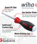 SoftFinish X Heavy Duty Slotted And Phillips Screwdriver Set With Cushion Grip Handles and Metal Striking Cap with Hex Bolster Blade