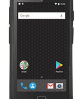 Heavy Duty Android PDA Handheld Mobile Computer Equipped With Rapid 2D Scanner And WiFi And WWAN NFC Reader And Camera, front view with screen display.