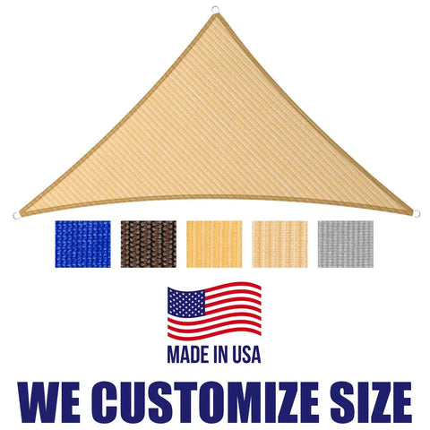 Beige Triangle Sun Shade Sail 12 Ft By 16 Ft By 20 Ft, Heavy Duty Commercial Grade Patio Canopy, Custom Size Available