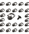 Hella Sturdy Gun Black D Ring Purse Hardware Kit Featuring Premium Zinc Alloy Ball Post Stud Screws and Slick Metal Rivets for Top Tier Leather Craft Projects, including multiple d rings and screws.
