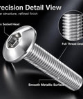 304 Stainless Steel M2 Hex Socket Screws Pan Head 25Mm Length Heavy Duty Hardware For Mechanical Furniture And Electronics Assembly Bulk Pack Of 100 Pieces, detail view with hex socket head, full thread design, and smooth metallic surface.