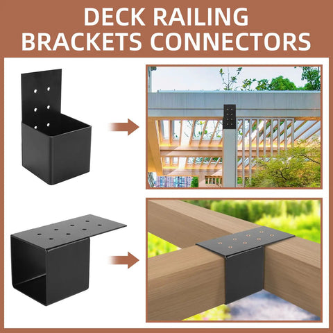 4 Pack Pergola Joist Brackets for 4x4 Wood Posts, Built to Last Heavy Duty Post Connector Braces for Outdoor Decks and Patio Structures, Post Top Rafter Brackets, Rust Resistant Steel