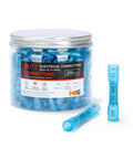Jar of Blue Heat Shrink Butt Connectors For 16 14 AWG Wiring Waterproof And Insulated Electrical Crimp Connectors, 200 Pack.