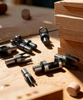 8 Pack Plug Cutter Drill Bit Set With Straight And Tapered Cutters For DIY Woodworking Projects Four Sizes Hex Shank Black Finish