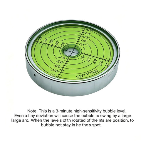 Pro Grade Aluminum Alloy Universal Horizontal Level Tool With Bubble Level Circle 2.4 Inches 60mm Magnetic Silver Green Built For Construction And DIY Projects, round green bubble level