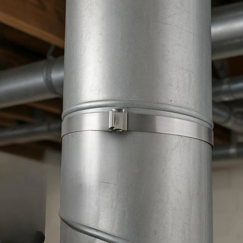 CP1699 Center Punch Clamp Five Eighths Inch Wide Zero Point Zero Two Five Inch Thick Four Inch Diameter Galvanized Carbon Steel Band Clamp Twenty Five Per Box For Quick Field Fixes securing duct pipe