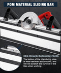 Heavy Duty 43 Degree Electric Tile Bevel Cutter And Chamfering Machine With Built In Water Pump and double handles showing POM sliding bar.