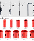 Badass 18 Piece Cobalt Bi Metal Hole Saw Kit That Slices Through Wood Plastic Drywall And Hardened Steel Like Butter Featuring High Concentric Precision Bits, showing 11 saw blades and accessories.