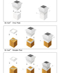Installation guide for 6 Pack Solar Post Cap Lights For 4x4 Vinyl And 4x4 To 6x6 Wood Posts, showing vinyl and wooden post fitting.