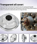 Four Piece Oil Bath Hub Cap Set For Dexter Axles 9K 10K 12K 15K With 4 Inch Thread Trailer Axle Hub Bearing Oil Cap 21 36 shown installed