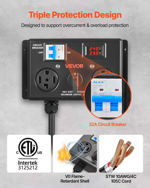 Handy Manual Ev Charger Switch That Plugs Right Into Nema 14 30 Or 14 50 Dryer Outlets for Level 2 Charging with Circuit Breaker