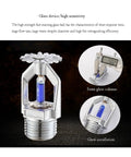 One Piece 141C Automatic Fire Sprinkler Head For Total Property Safety And Security Quick And Easy Setup with glass ball and mounts.