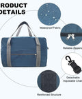 Underseat Carry On Duffle Bag 30L For Airplanes Foldable Travel Tote 18x14x8 Inches Navy Waterproof And Durable With Rugged Zippers