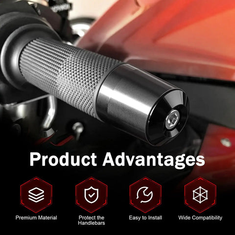 Two Pack Dope Aluminum Motorcycle Handlebar End Caps Seven Eighths Inch Bar End Plugs Wear Resistant Protective Plugs Universal Fit for Most Motorcycles Scooters and Dirt Bikes Black on motorcycle handlebar
