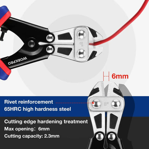 Mini Bolt Cutter 8 Inch Spring Loaded Wire Cutter Heavy Duty With Soft Anti Slip Handle cutting red wire
