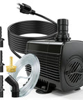 25W Submersible Fountain Pump With 10Ft Cable And Tubing, 400GPH Flow, Overheat Protection, Safe 3 Prong Plug, Perfect For Outdoor Garden