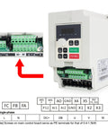 Beefed Up 1.5KW Air Cooled CNC Spindle Motor Kit ER16 220V VFD Inverter with control panel and wiring diagram