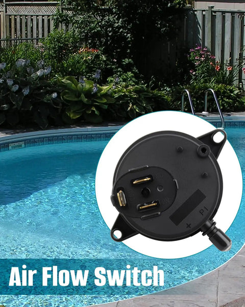 Air Flow Switch and Pressure Switch Replacement AFS for Pentair MasterTemp 125 200 300 400 Pool Heaters and Sta Rite Max E Therm Water Heaters Electrical System Compatible next to a swimming pool.