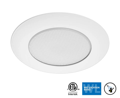 6 Inch White Recessed Shower Trim With Albalite Lens Fits 6 Inch Recessed Housings 8 Inch Trim Diameter 5.25 Inch Aperture