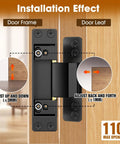 Invisible Hidden Door Hinge Kit For Concealed Doors And Feature Walls Featuring 110 Degree Swing And 2 Way Adjustable Butt Hinges Black Four Point Five Inch Matte Lipshome showing installation effect with adjustment directions
