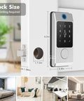 Keyless Entry Door Lock With Keypad For Front Door Biometric Fingerprint Deadbolt Passcode Lock Digital Electronic Smart Door Lock Silver Finish