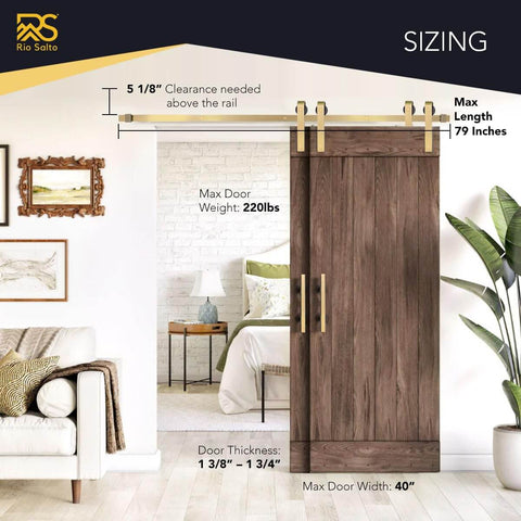 Gold Bypass Barn Door Hardware Kit For Double Doors 79 Inch Single Track Aluminum Rail With Brushed Brass Finish Hardware Only