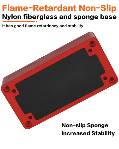 Built Tough 300A Waterproof Power Distribution Block With Four 5/16 M8 Terminal Studs Kickin High Current Bus Bar For American Marine Rv Trucks And Solar Installations – red nylon fiberglass base with non-slip surface.