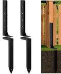 Set Of 4 Heavy Duty Fence Post Repair Anchors With Adjustable Width Ground Stakes For Repairing Tilted Or Damaged Wooden Posts
