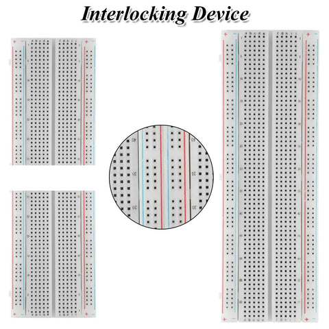 No Sweat Prototyping 20 Pack Solderless Breadboard 830 Points Kit For Arduino And Raspberry Pi Diy, interlocking design.